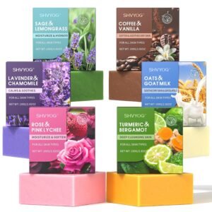 SHVYOG Natural Soap Bar Gift Set, 6PCS Soap Mothers Day Gifts for Mom, with Organic Ingredients & Essential Oils, Cleanses & Softens Skin, Moisturizing, Gifts for Women – 100G*6