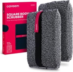 Caveem Exfoliating Body Scrubber, Rough Exfoliation Body Exfoliator Sponge for Remove Dead Skin, Body Exfoliating Sponges, Bath and Body Exfoliate Buffer, Mens and Womens Sponge for Shower (2 Pack)