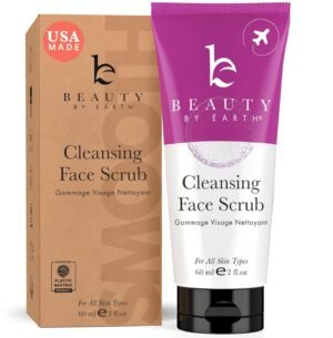 Facial Scrub Exfoliator – USA Made with Natural & Organic Ingredients, Gentle Exfoliating Face Wash for Sensitive & Acne Prone Skin, Microdermabrasion Scrub, Removes Dead Skin Cells (2 Fl Oz)