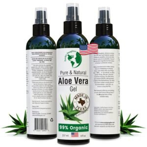 Earth’s Daughter Premium Organic Aloe Vera Gel from Fresh Cut 100% Pure Organic Aloe leaves – TopQuality Fast Absorbing for Face, Skin, Hair & Body – Vegan, Unscented, Natural – 8 Oz USA Made