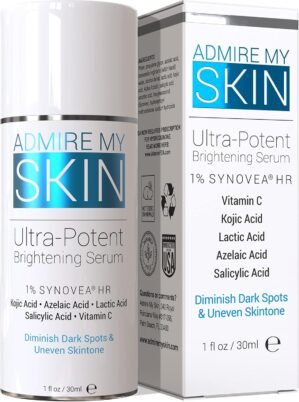 Admire My Skin Dark Spot Corrector Remover for Face – Brightening Discoloration Correcting Serum – Kojic Acid + Azelaic Acid Serum for Melasma and Sun Spots 1oz