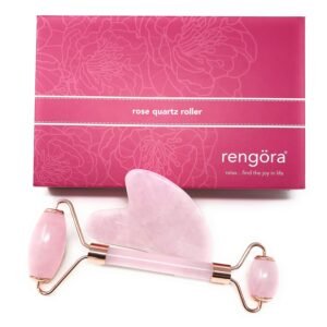 Jade Roller For Face – Authentic Rose Quartz Facial Rollers for Women, Pink Jade Roller and Gua Sha Set Face Roller Skin Care Reduce Wrinkles, Anti-Aging, Dark Circles + Eye Puffiness Valentines Gifts