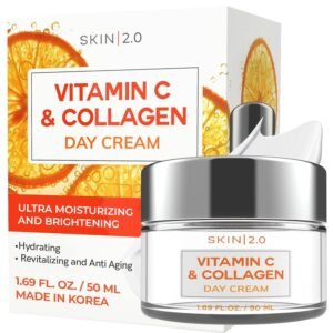 Skin 2.0 Vitamin C & Collagen Face Moisturizer – Dermatologist Tested, Anti-Aging, Skin Tightening – Brightening, Clean Beauty, Cruelty-Free, Korean Skincare for All Skin Types – 1.69 Fl oz