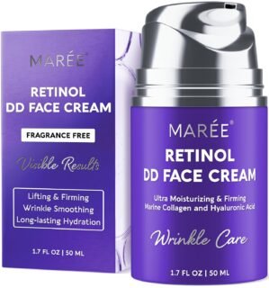 MAREE Face Moisturizer – Retinol Face Cream for Women Moisturizing with Collagen & Hyaluronic Acid – Day & Night Anti-Aging Facial Wrinkle DD Cream Moisturizer for Dry Skin – Crema Para la Cara