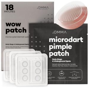 OMMA Korean Microdart Acne Patch, Cystic Acne Treatment, Micropoint Pimple Patches for Face for Early-Stage Painful Zits, Salicylic Acid & Tea Tree – 17 mm Zit Stickers (18 Count)