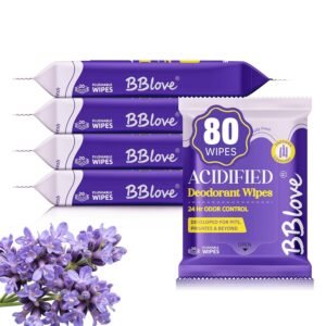 Acidified Body Wipes – 24H Odor Control, pH Balanced for Underarms & Whole Body, Aluminum-Free & Skin-Loving Formula, 80 Wipes
