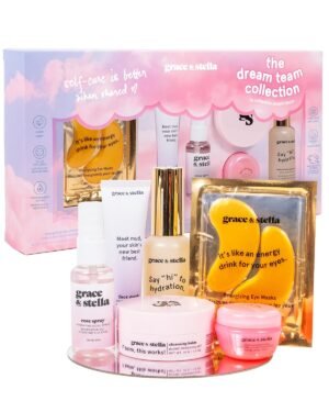 grace & stella Award Winning Skin Care Set – Birthday Gifts for Women, Travel Size Toiletries with Eye Masks, Hyaluronic Acid Serum, Lip Balm & More, Gift Baskets for Women, Vegan Self Care