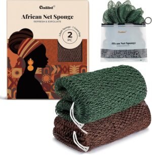 CORATED African Net Sponge Authentic, Shower Loofah Exfoliating Bath Sponge, Body Scrubber for Women and Men Daily Use Body Care, Travel Portable Bath Accessories Spa Gifts