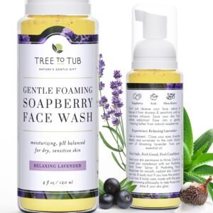 Tree to Tub Sensitive Skin Face Wash for Dry Skin – Moisturizing Gentle Face Cleanser for Women & Men, Hydrating Foaming Facial Cleanser, Daily Face Soap w/Organic Aloe Vera, All Natural Lavender Oil