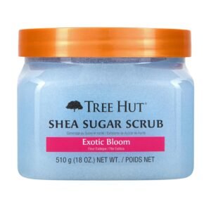 Tree Hut Exotic Bloom Shea Sugar Scrub, Exfoliating, Hydrating & Moisturizing Body Scrub with Shea Butter & Nourishing Essential Oils, Smooth & Soften Skin, 18 oz