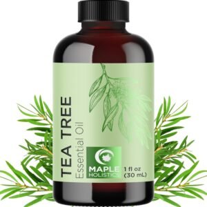 Pure Tea Tree Oil for Hair Skin and Nails – 100% Pure Undiluted Tea Tree Essential Oil with Dropper for Topical Uses Aromatherapy Diffusing and Home and Beauty DIYs – Vegan and Cruelty Free (1 Fl Oz)