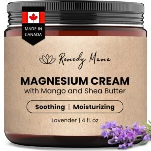 Magnesium Cream for Daily Comfort – with Hemp Seed Oil, Jojoba Oil, Mango & Shea Butter – Magnesium Oil Alternative – Natural & Skin-Friendly – Lavender – 4oz Glass Jar – Made in Canada