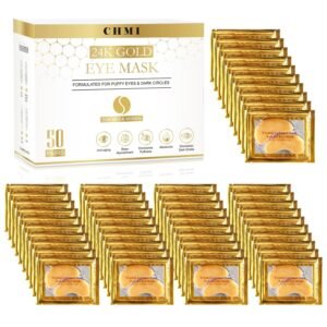 CHMI Under Eye Patches (50 Pairs) – 24K Gold Eye Patches for Puffy Eyes, Dark Circles, EyeBags and Wrinkles, Collagen Skin Care Products, Beauty & Personal Care