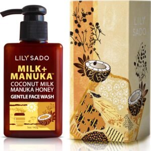LILY SADO MILK+MANUKA™ Coconut Milk & Manuka Honey Gentle Gel Face Cleanser – Natural Cruelty-Free Facial Wash Cleanses, Balances, Soothes & Hydrates – Reduces Pores & Blackheads – 5oz