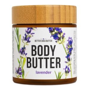 Lavender Body Butter with Shea Butter, Jojoba & Lavender Essential Oil – Natural Lotion for Women, Non-Greasy Moisturizer for Dry Skin, Whipped Body Cream