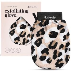 Kitsch Exfoliating Glove 1pc – Korean Exfoliating Mitt & Deep Exfoliating Body Scrubber for Shower, Bath | Body Exfoliator Glove, Dead Skin Remover | Skin Care for Smooth Skin – Leopard