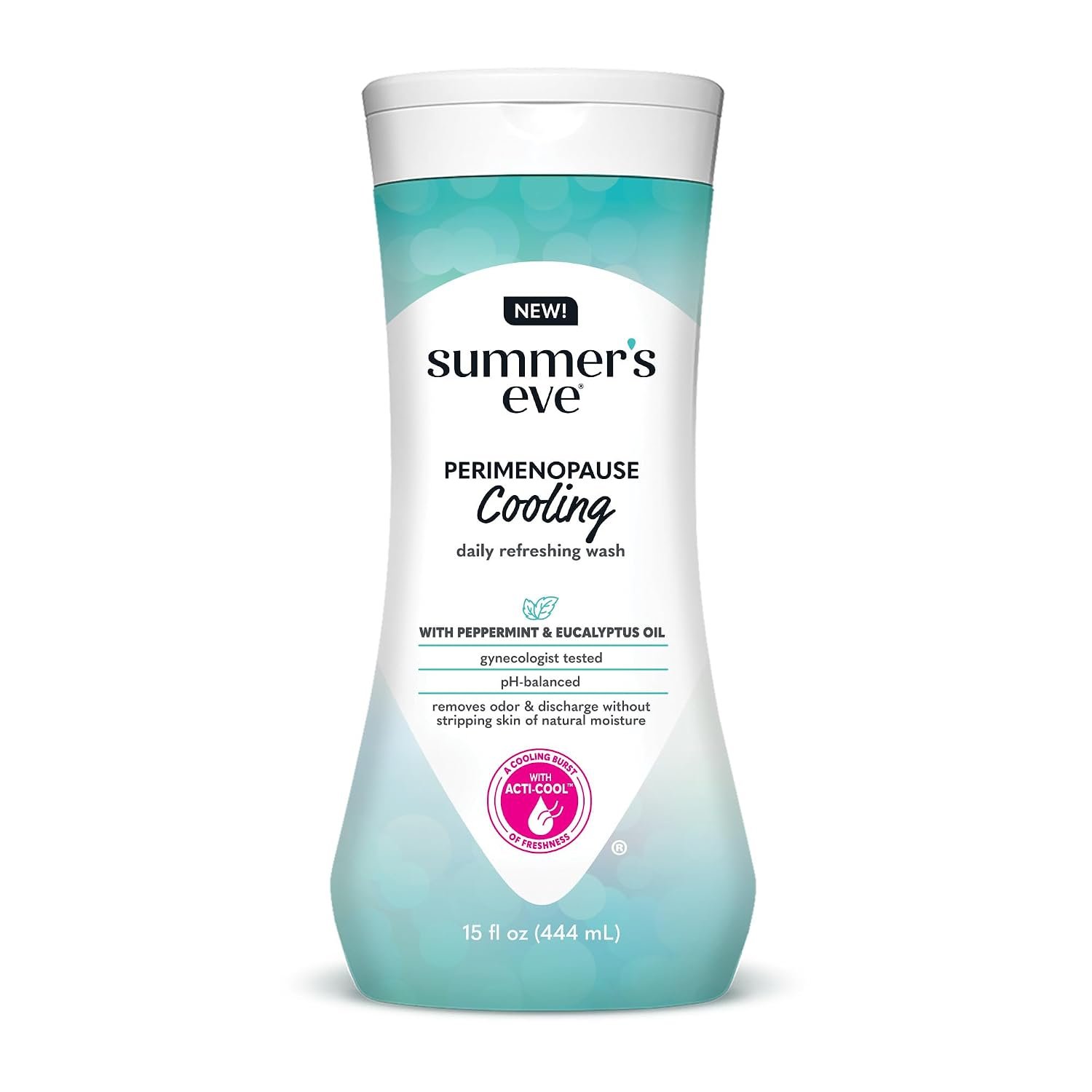 Summer’s Eve Perimenopause Cooling Wash, Cooling pH-Balanced Formua with Eucalyptus to Remove Odor, 15 Fl Oz