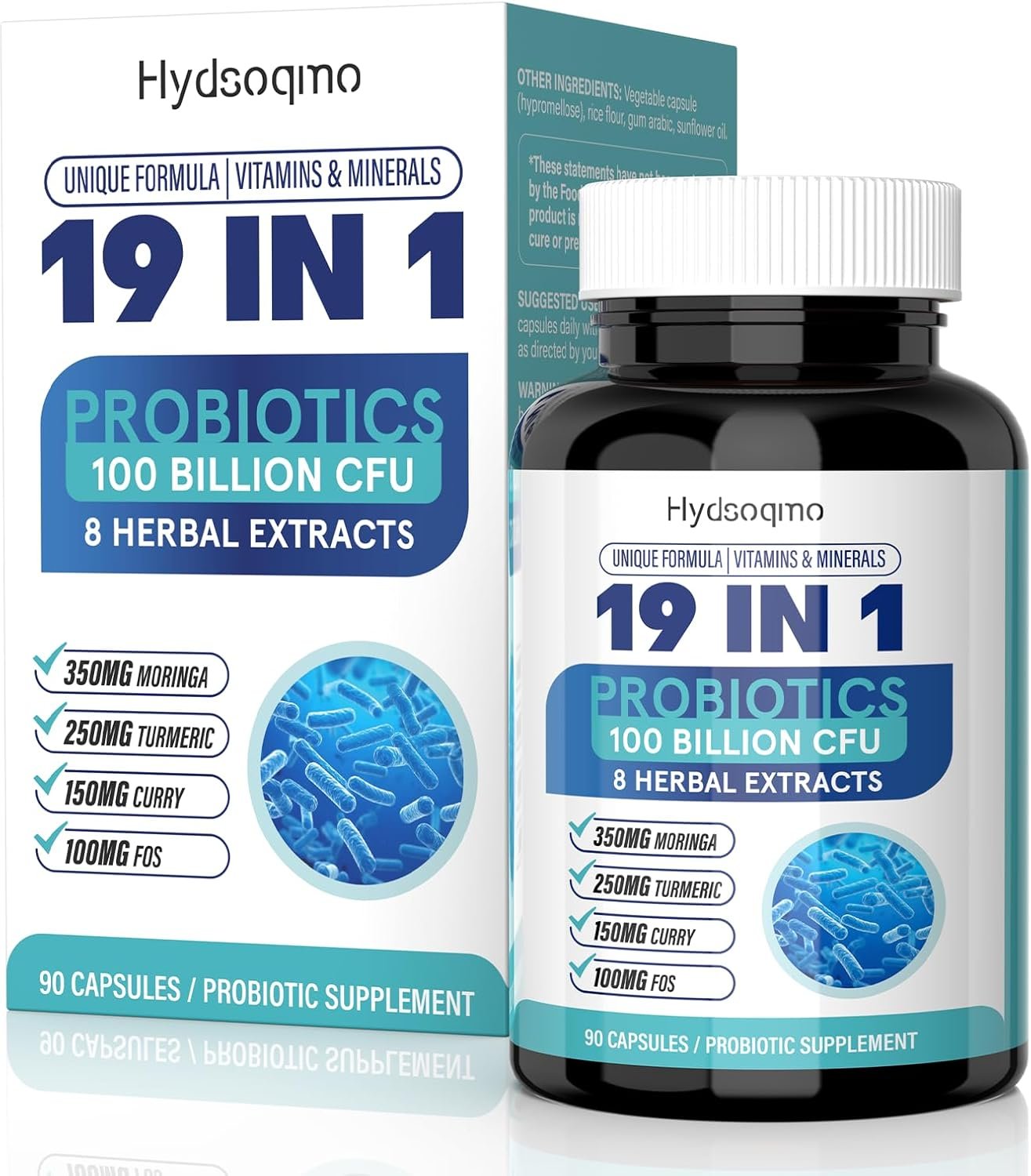 Probiotics for Women – Menopause, Digestive & Gut Health Support with 100 Billion CFU, FOS Turmeric, Moringa, Curry, Boswellia Serrata, Vitamins & Minerals, Daily Probiotic Supplement, 90 Capsules