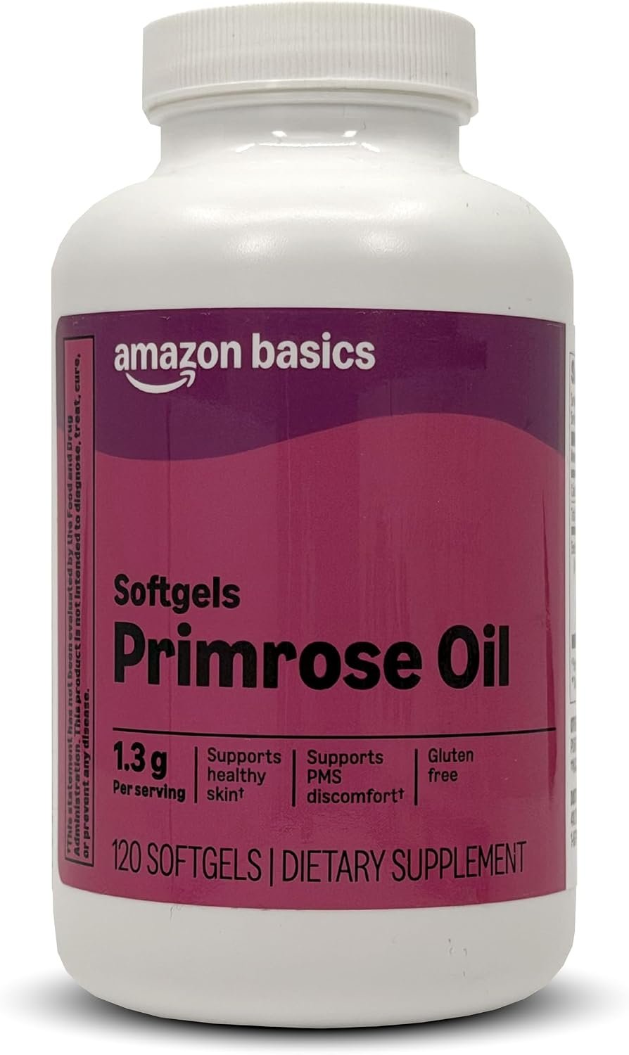 Amazon Basics Primrose Oil Women’s Health Softgels, 1,300 mg, 120 Count