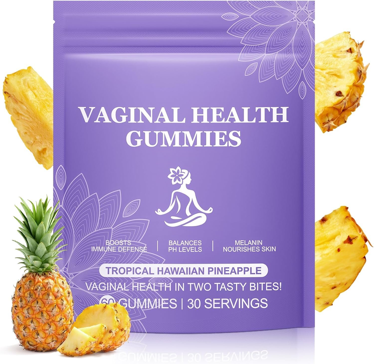 Premium Feminine Balance Gummies,Vital Vaginal Probiotics Source Feminine Gummies,Pineapple Flavor for Women ph,for Women of All Ages – Probiotics for Digestion, Gut Health, Immune Support