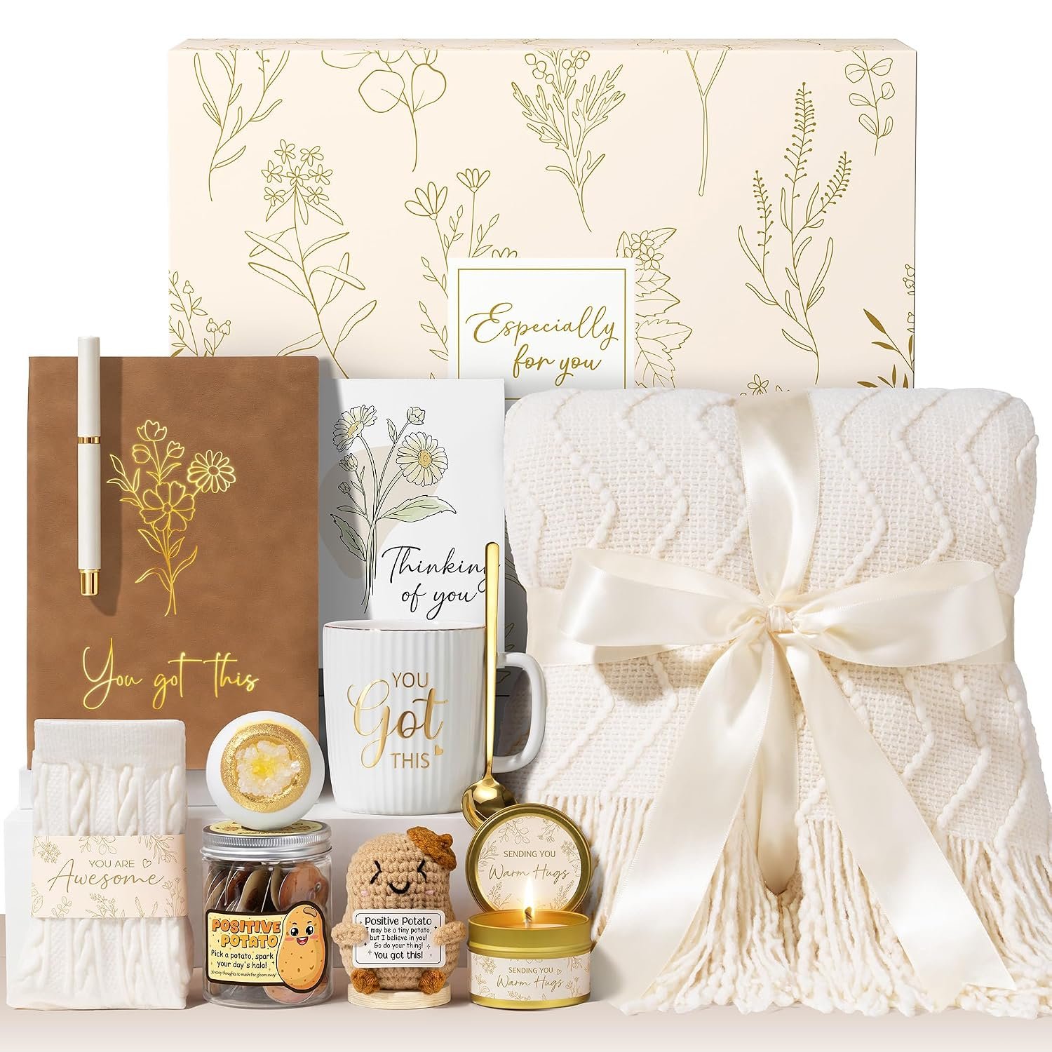 Get Well Soon Gifts Baskets for Women, Spa Self Care Package After Surgery | Inspirational Birthday Gifts Thinking of You, Sympathy Gift Baskets Feel Better Christmas Encouragement Gifts for Mom Friends